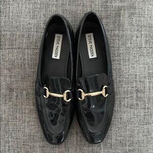 Steve Madden Black Loafers with Gold Accent